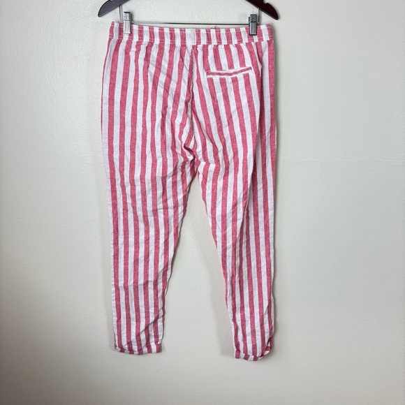 Onia Ella Linen Cotton Blend Cuffed Striped Pants Red & White Women’s Sz Medium - Picture 5 of 8